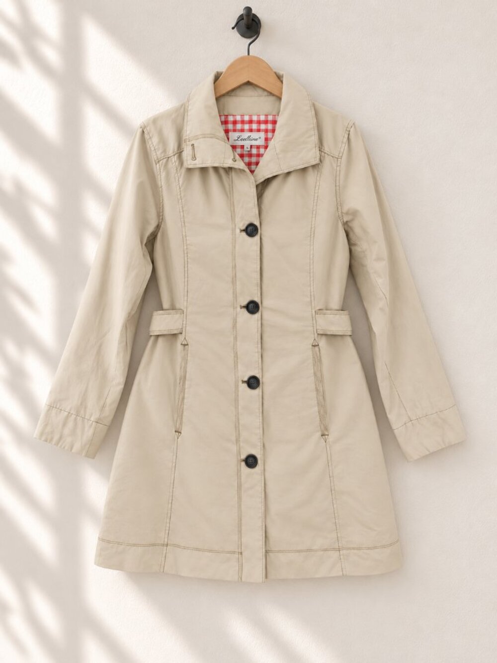 Eddie Bauer, Car/Trench Coat, Lightweight, Beige Size Medium